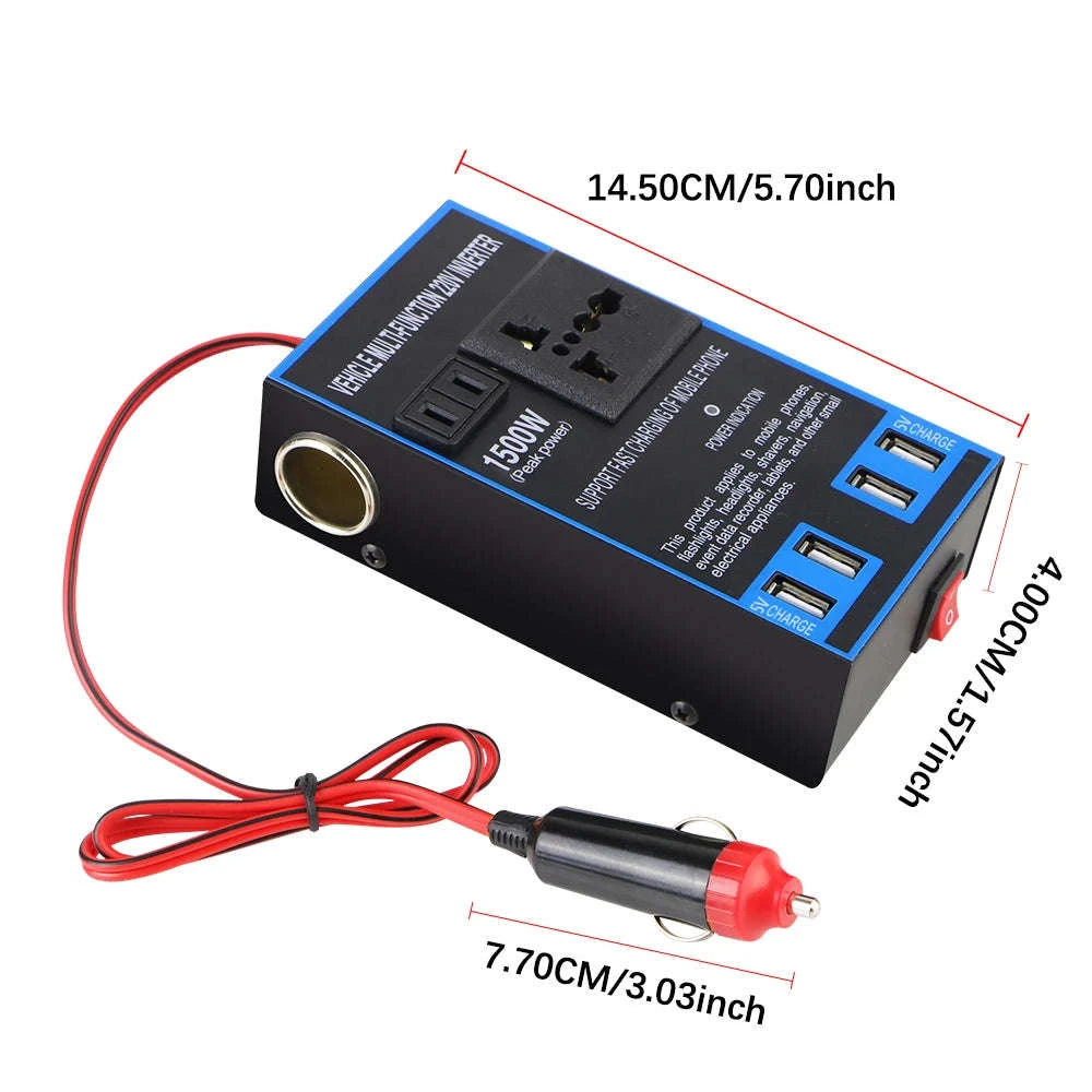 1500W Power Inverter 12V 24V to 110V 220V with USB-black