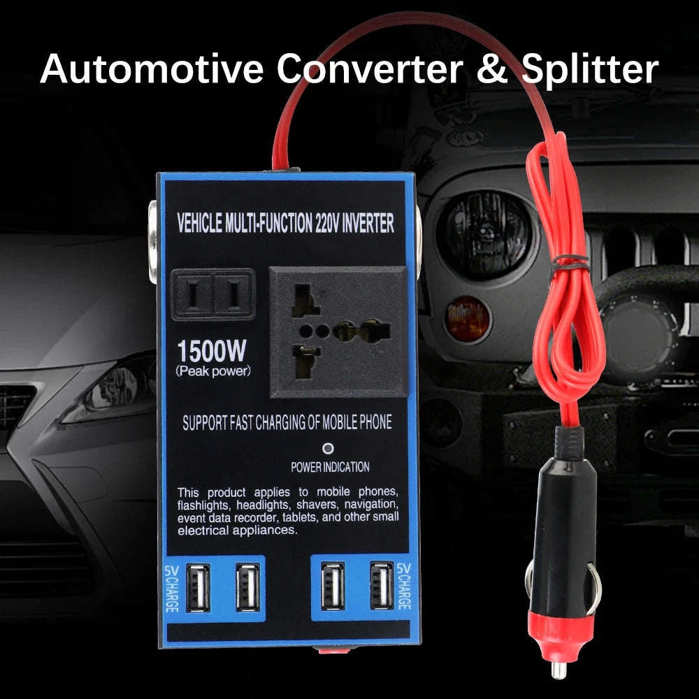 1500W Power Inverter 12V 24V to 110V 220V with USB-black