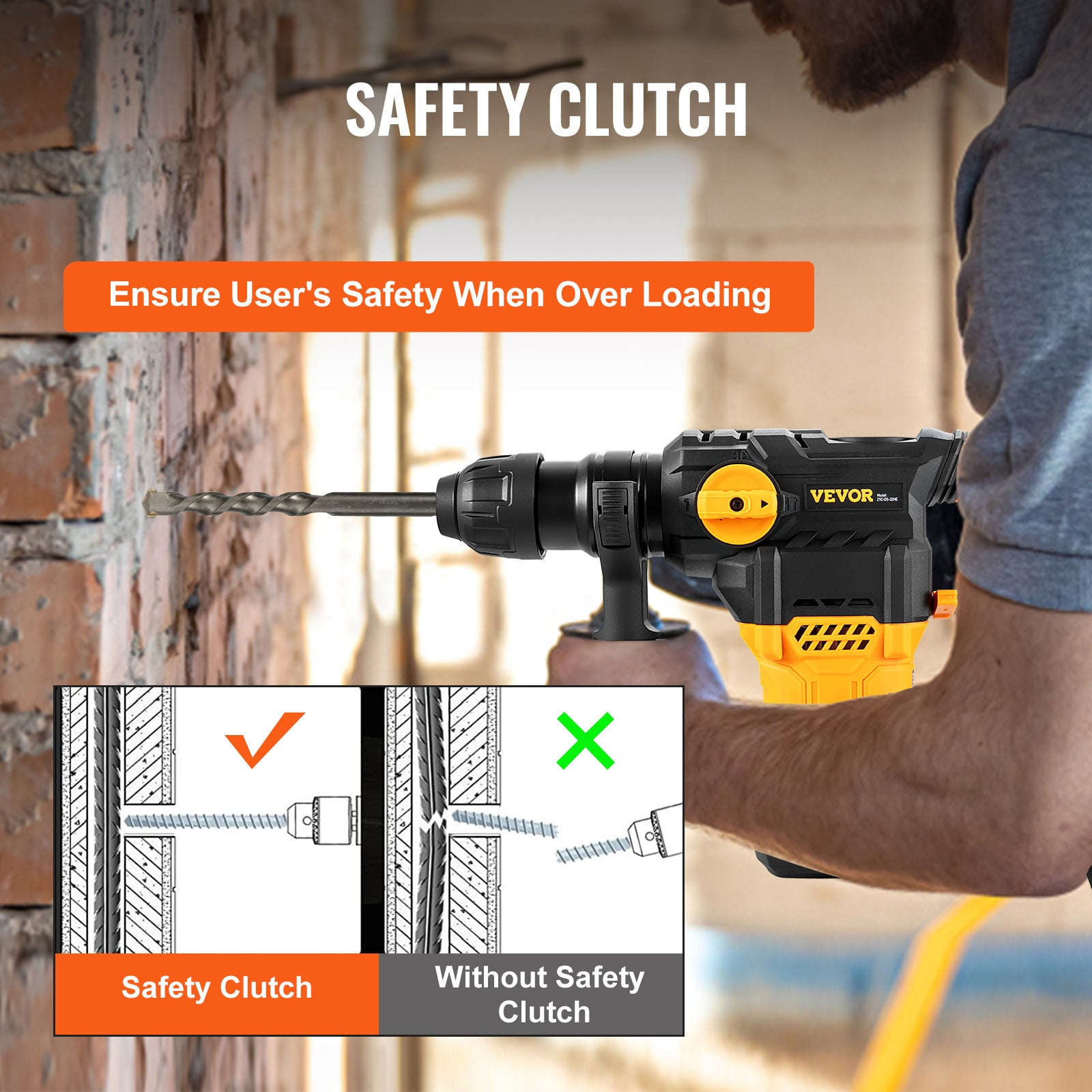 1500W Rotary Hammer Drill 32mm 4 Modes Corded Demolition Tool-32mm1500W / United States