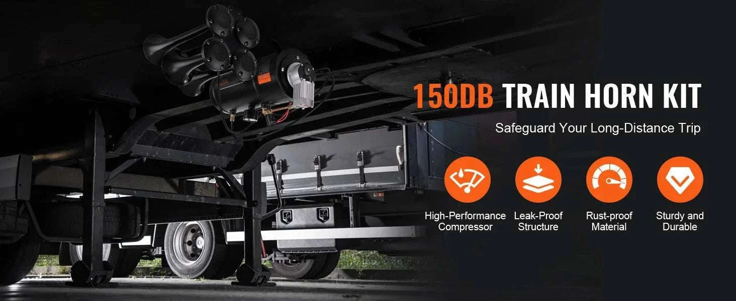 150dB 4 Trumpet Train Horn Kit with 12V Compressor System-spain