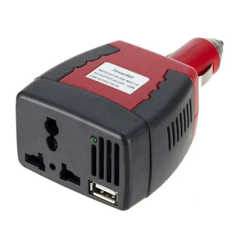 150W Car Power Inverter DC 12V to AC 220V with USB Ports-Default Title