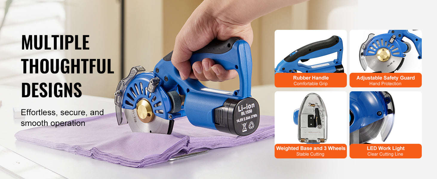 150W Cordless Electric Fabric Cutter, 5-Speed Rotary Cutting Machine-150W 5 Speeds / United States