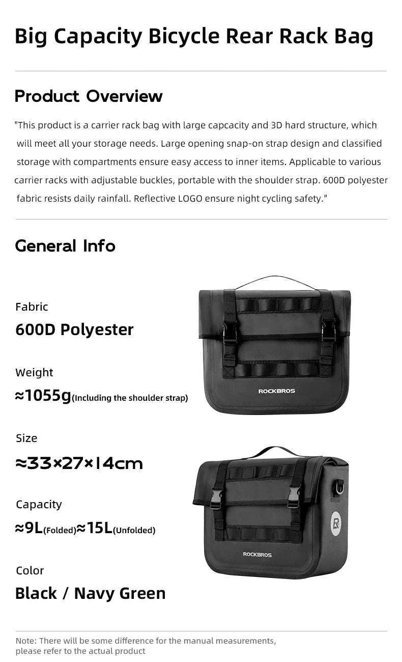 15L Bicycle Front & Fork Waterproof Bag Saddle Storage Pack-3014009103 / 15L
