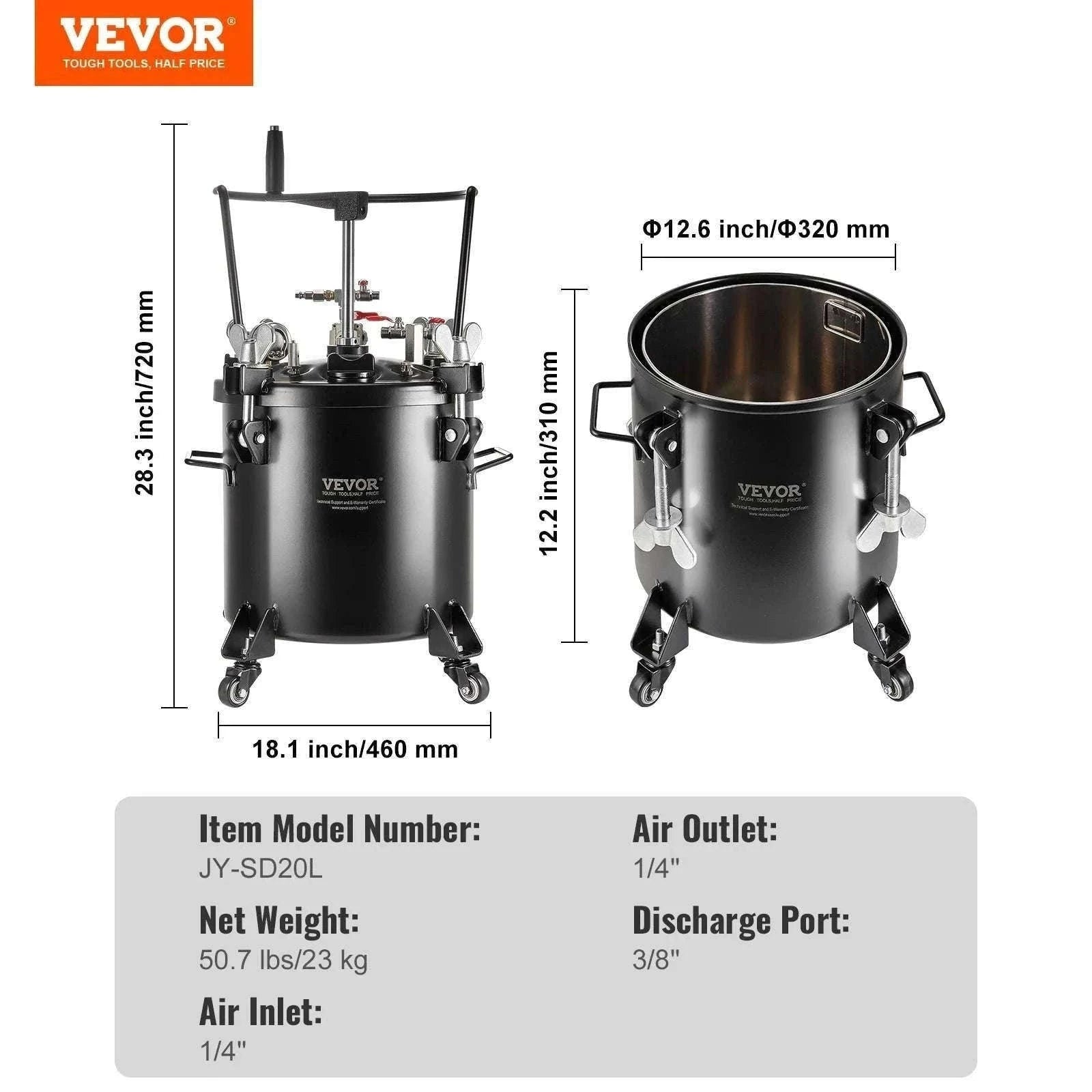 15L Spray Paint Pressure Pot Tank with Gun & Adjustable 60 PSI-20L / spain