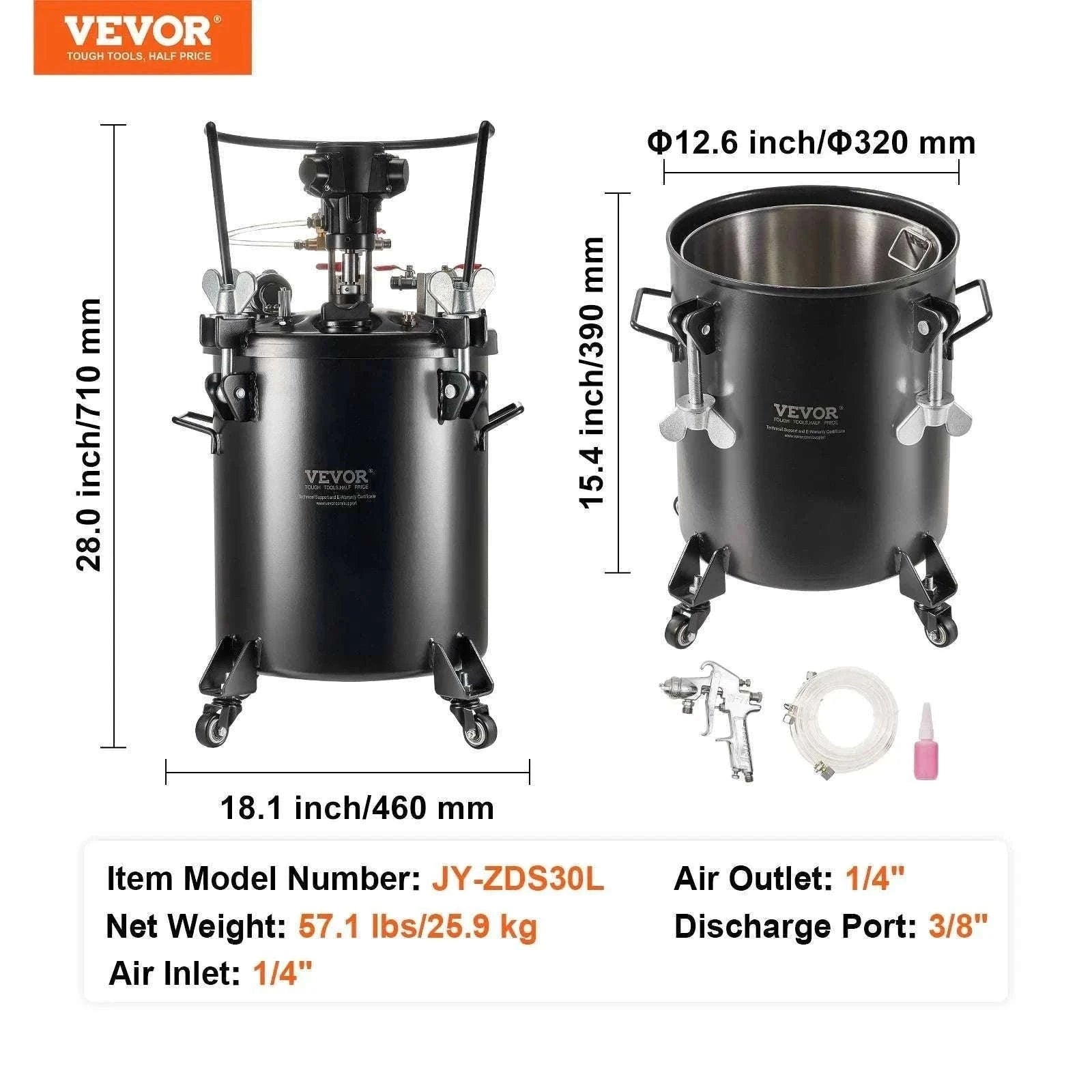 15L Spray Paint Pressure Pot Tank with Gun & Adjustable 60 PSI-20L / spain