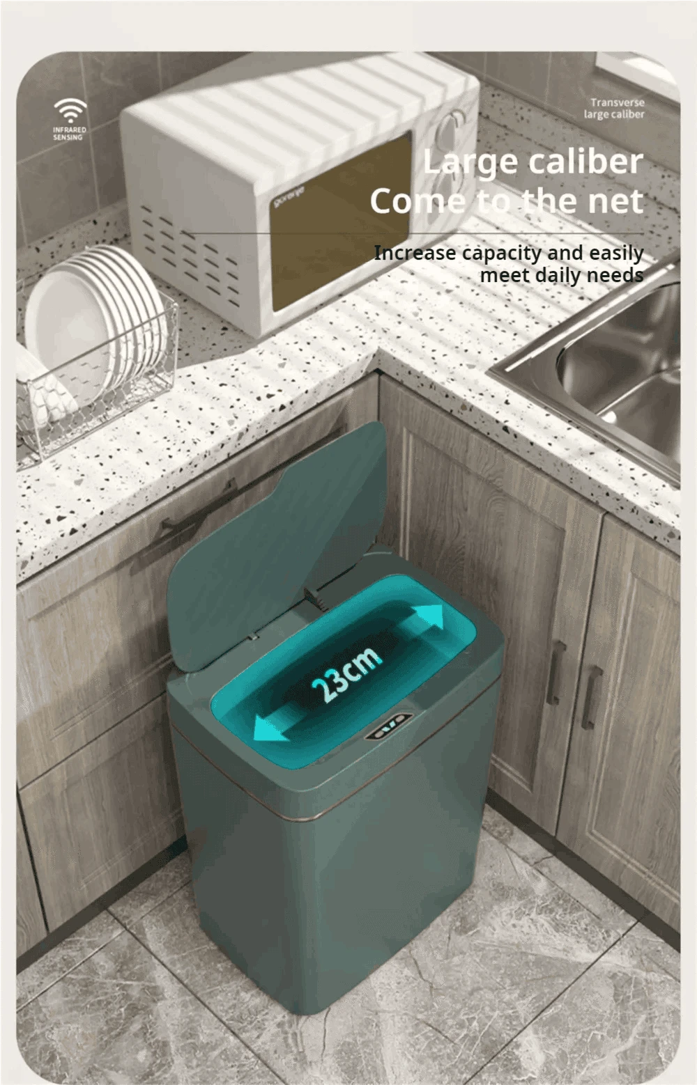 15L Touchless Bathroom Trash Can with Sensor Lid & Auto Bagging-white / 15L