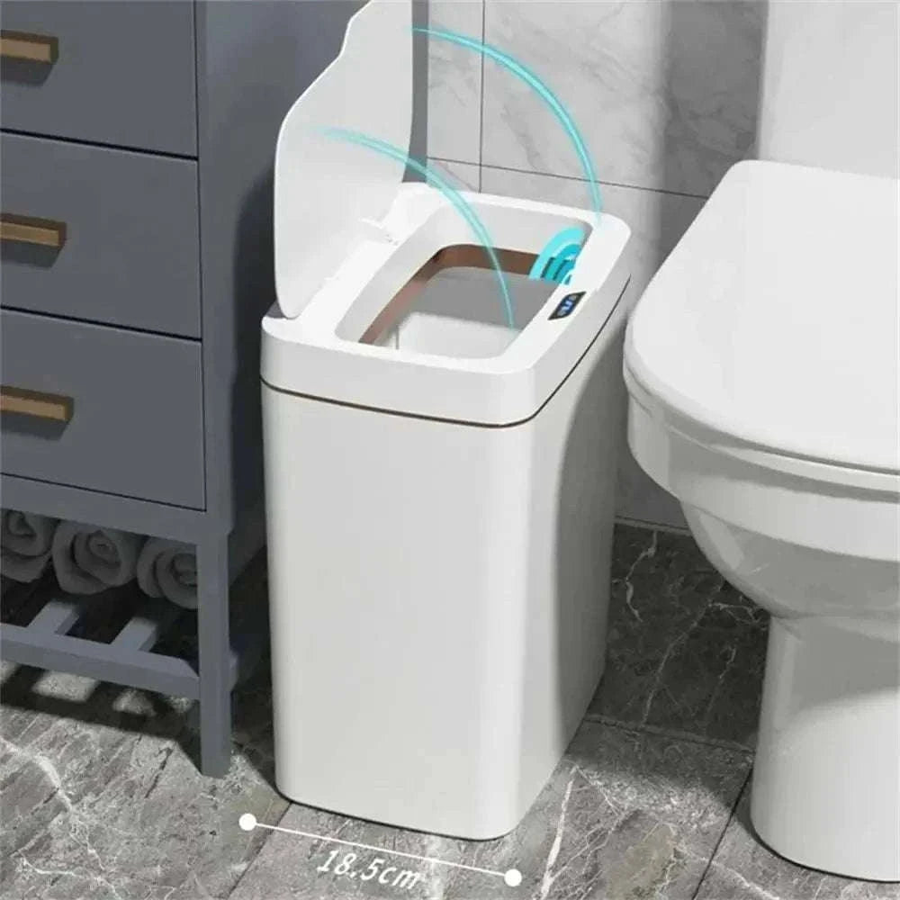 15L Touchless Bathroom Trash Can with Sensor Lid & Auto Bagging-white / 15L