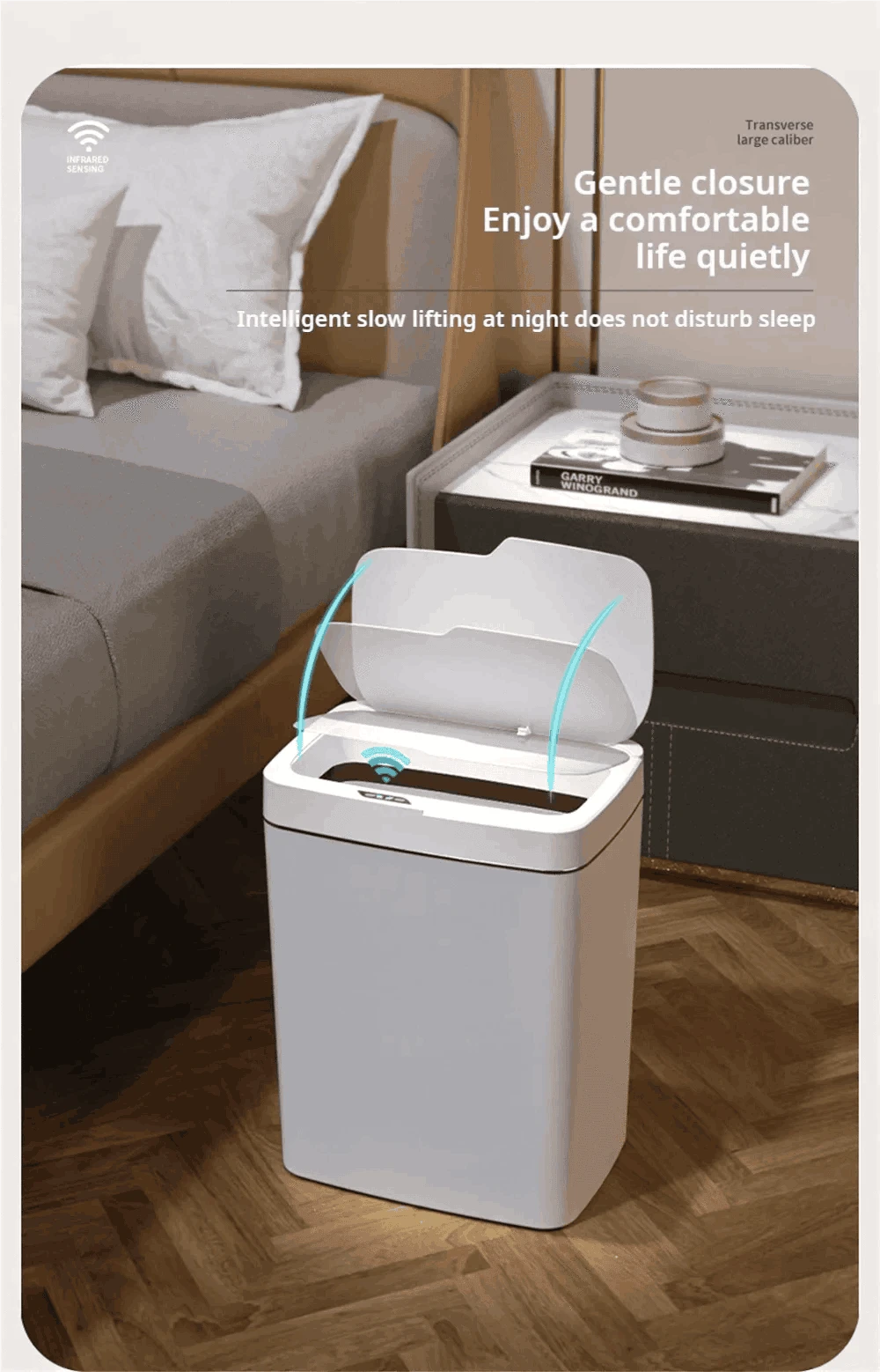 15L Touchless Bathroom Trash Can with Sensor Lid & Auto Bagging-white / 15L