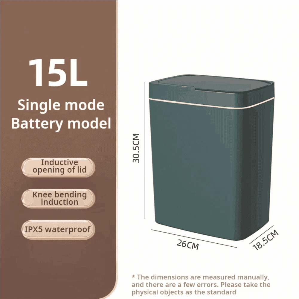 15L Touchless Bathroom Trash Can with Sensor Lid & Auto Bagging-white / 15L