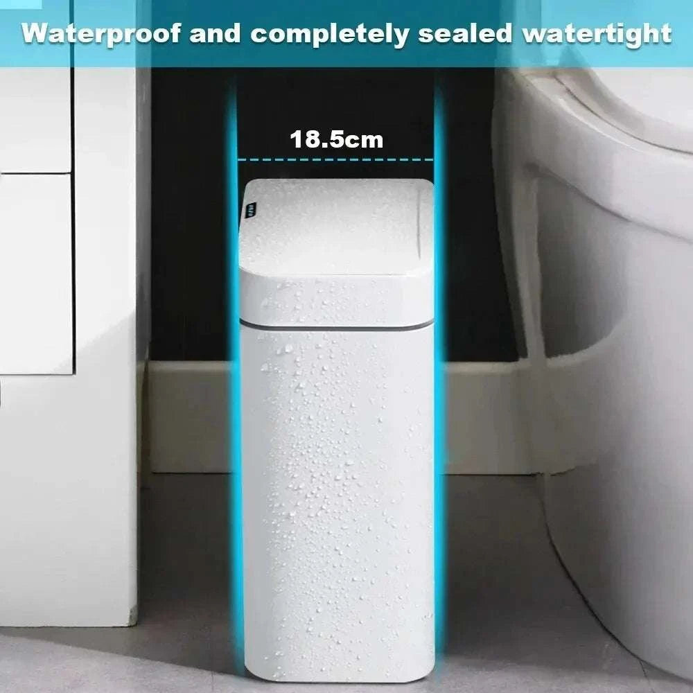 15L Touchless Bathroom Trash Can with Sensor Lid & Auto Bagging-white / 15L