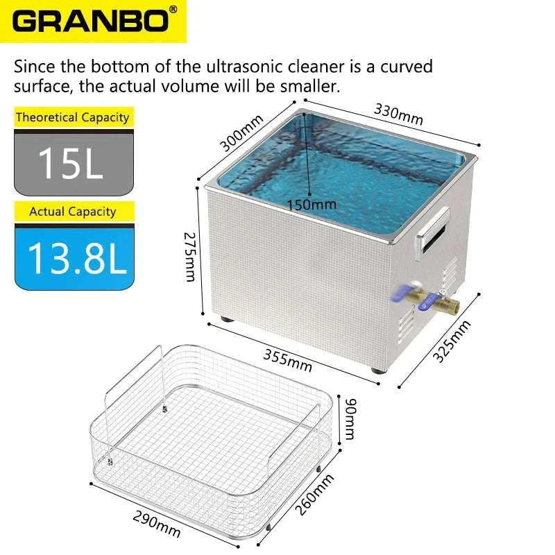 15L Ultrasonic Cleaner 40KHz 360–540W for Precision Parts Cleaning-15L 540W / AU / China Mainland