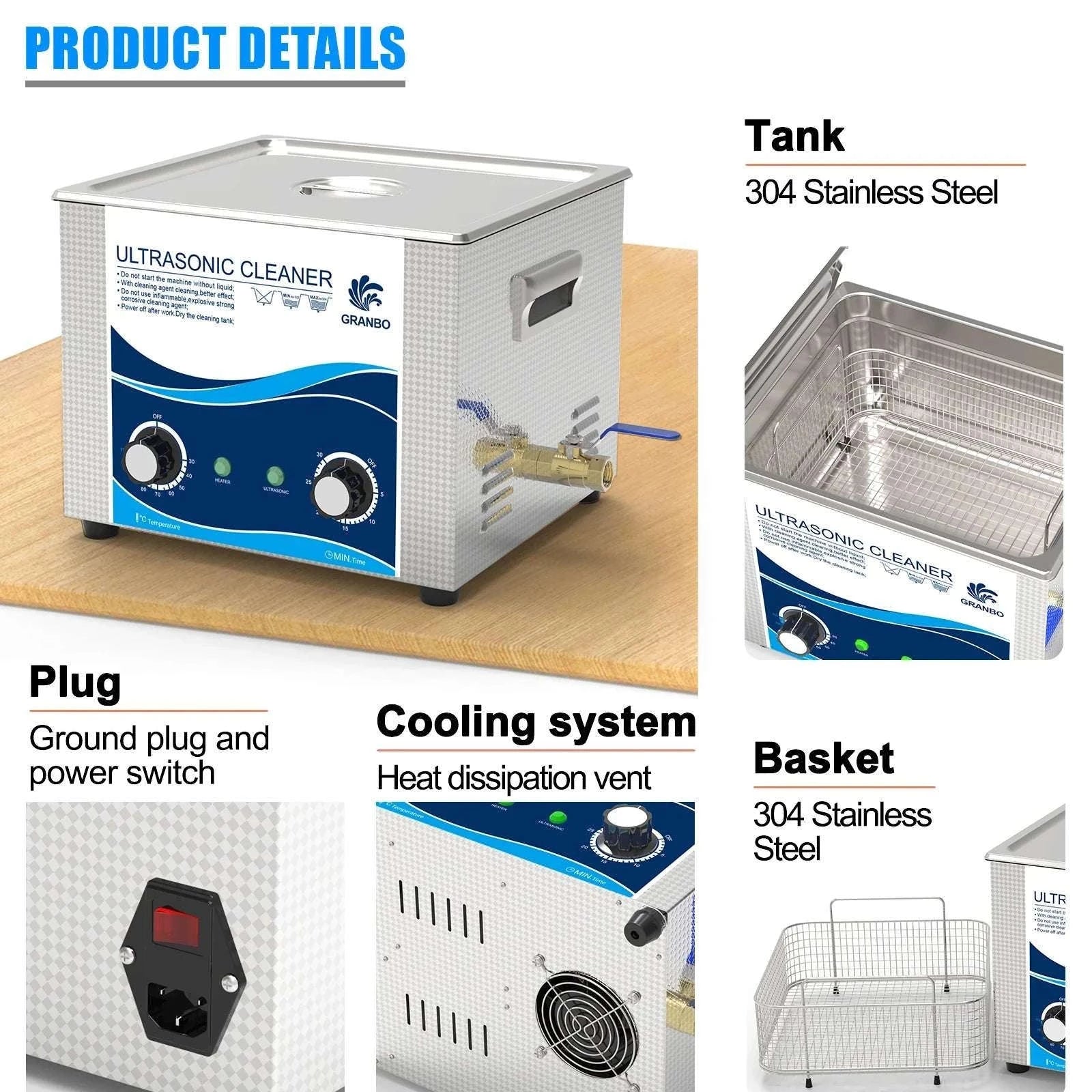15L Ultrasonic Cleaner 40KHz 360–540W for Precision Parts Cleaning-15L 540W / AU / China Mainland