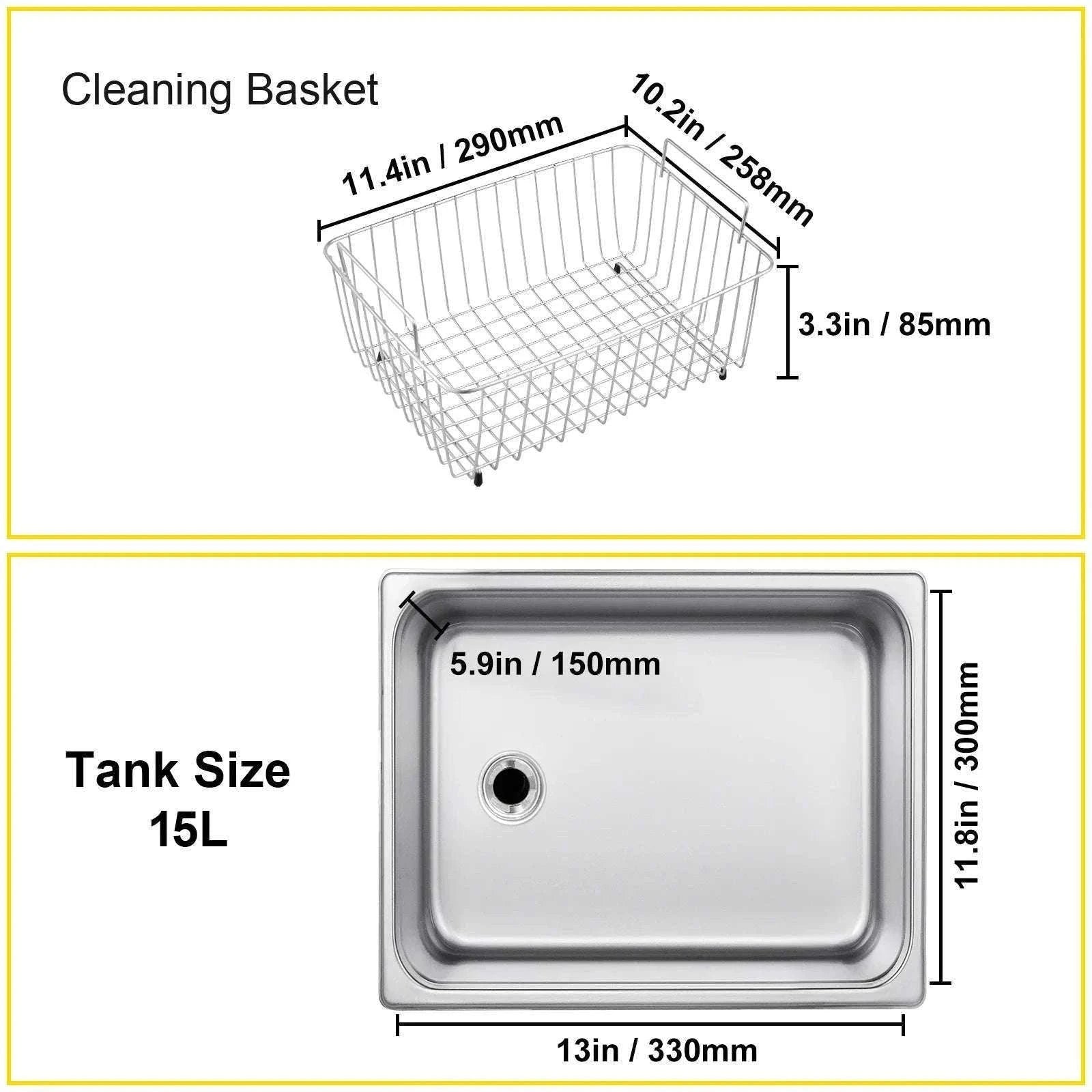 15L Ultrasonic Cleaner 40kHz with Heat & Digital Timer-15L / france