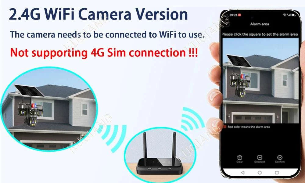 15MP Triple Lens Solar Security Camera with 360° Tracking-4G 2-lens Cam No SD