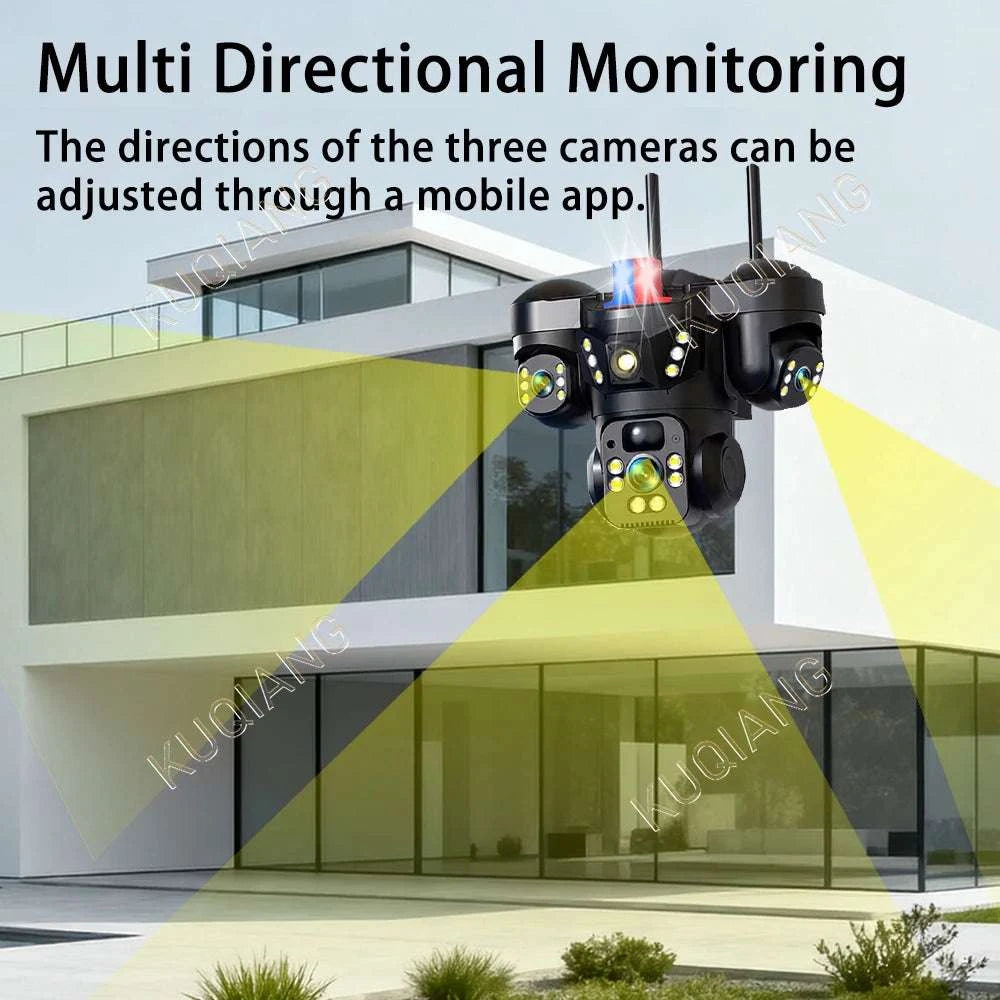 15MP Triple Lens Solar Security Camera with 360° Tracking-4G 2-lens Cam No SD