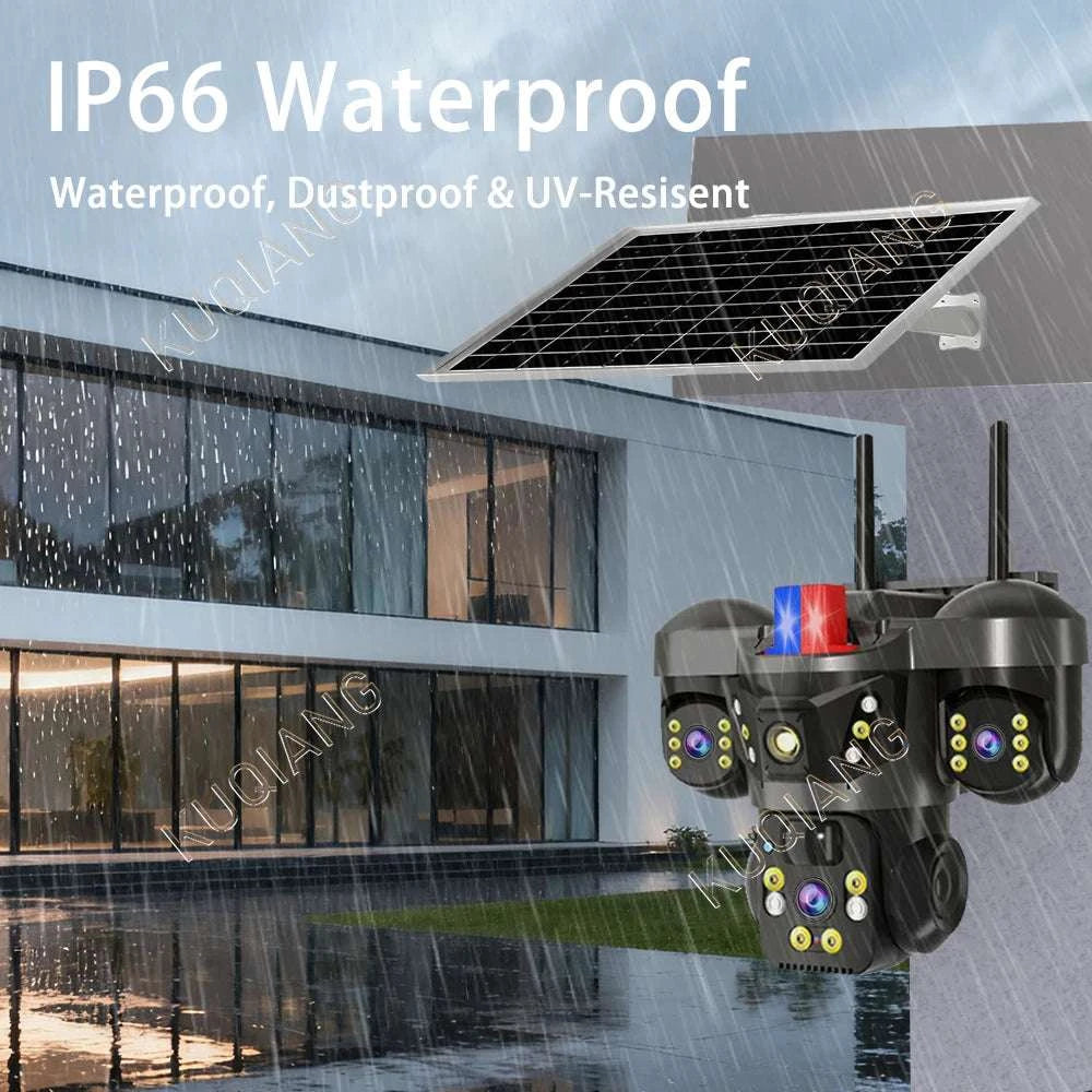 15MP Triple Lens Solar Security Camera with 360° Tracking-4G 2-lens Cam No SD