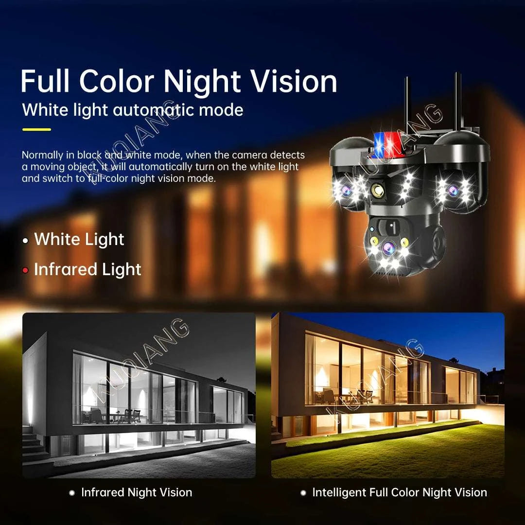 15MP Triple Lens Solar Security Camera with 360° Tracking-4G 2-lens Cam No SD