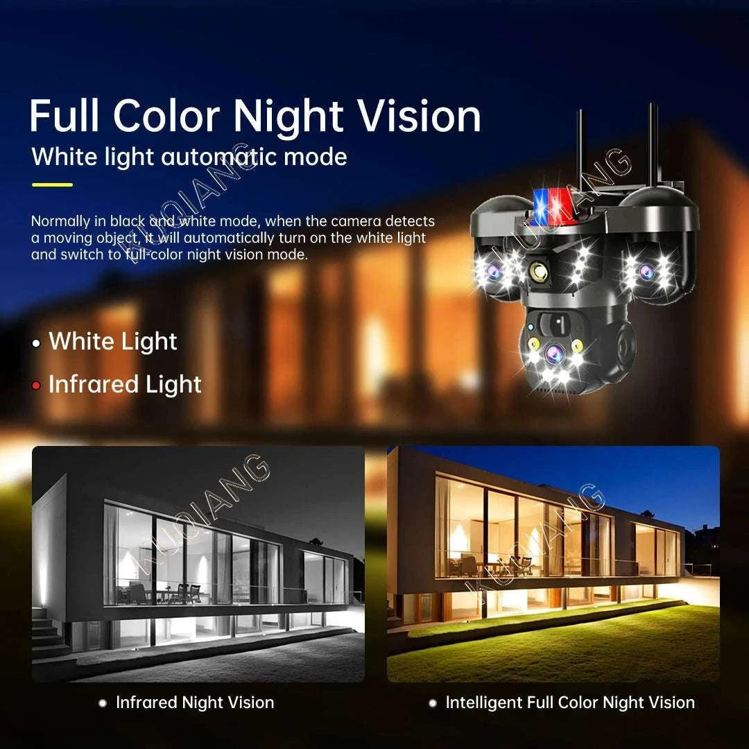 15MP Triple Lens Solar Security Camera with 360° Tracking-4G 2-lens Cam No SD