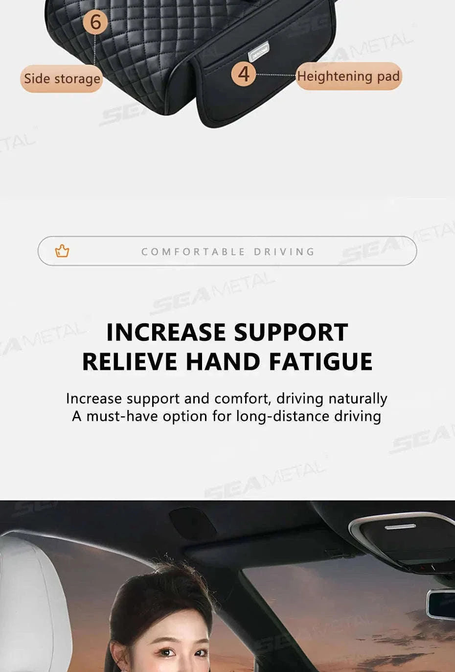 15W Wireless Charging Car Arm Rest Cushion-Black red
