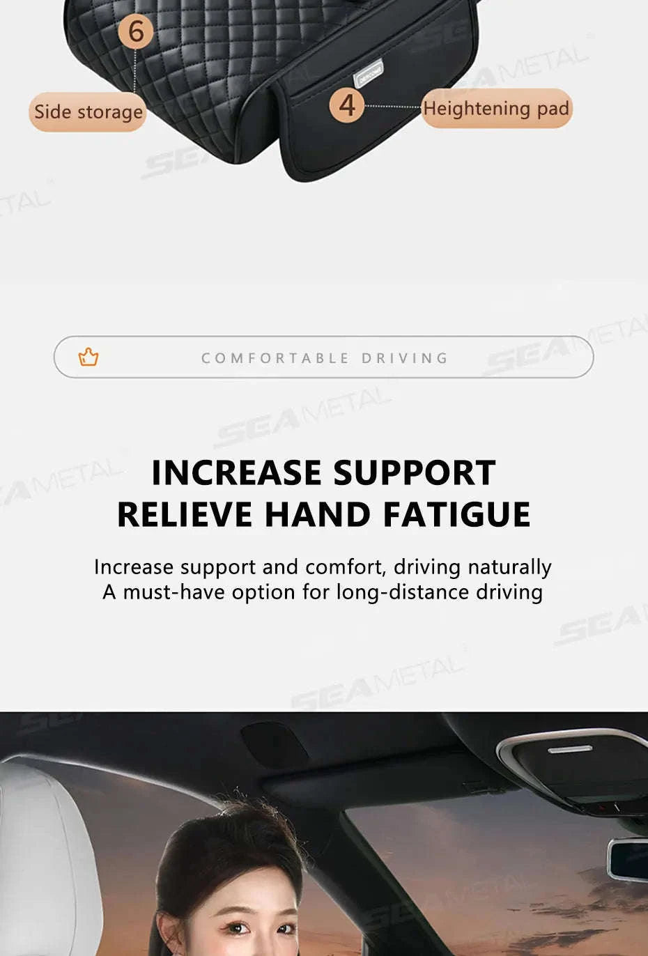 15W Wireless Charging Car Arm Rest Cushion-Black red
