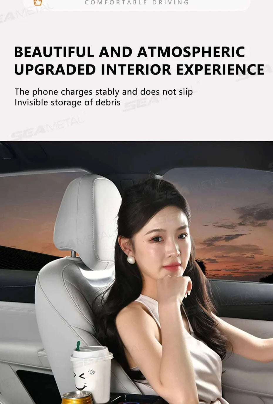 15W Wireless Charging Car Arm Rest Cushion-Black red