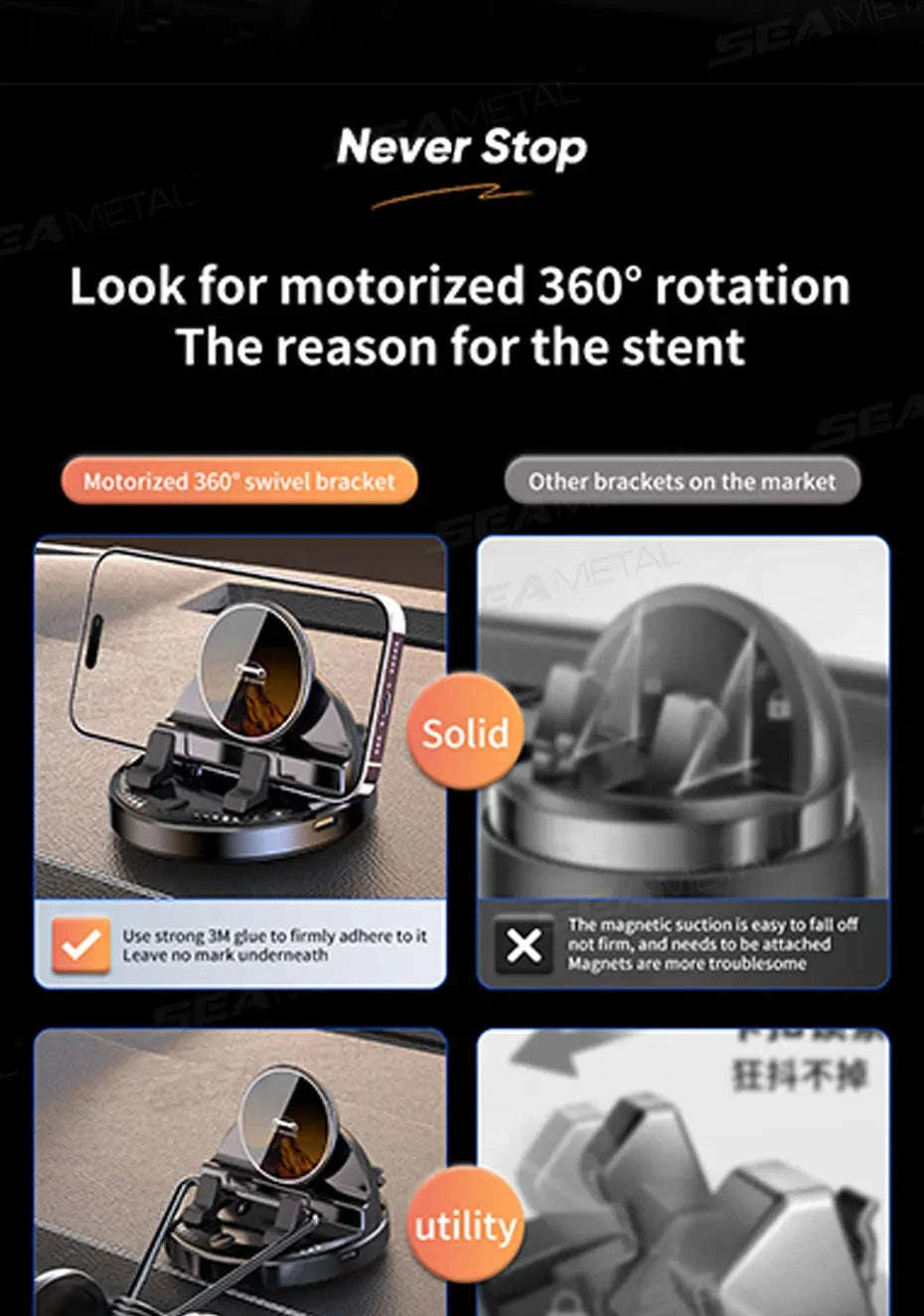 15W Wireless Charging Car Phone Mount-1pc