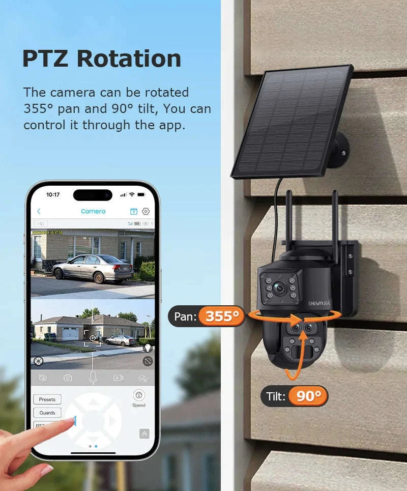 15X Zoom Solar 4G PTZ Security Camera 12MP Three-Lens 360 View-4MP 4G 128GB No ZOOM / China Mainland