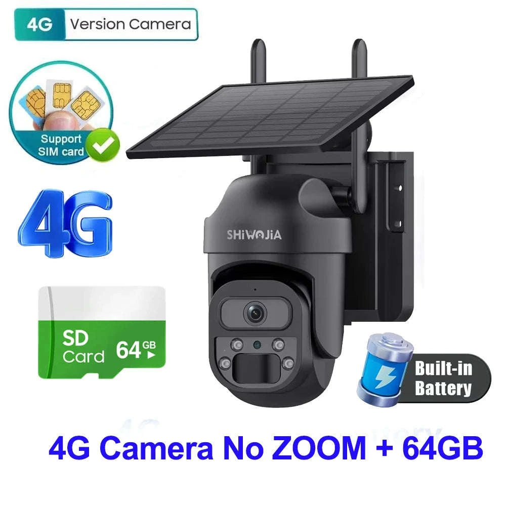 15X Zoom Solar 4G PTZ Security Camera 12MP Three-Lens 360 View-4MP 4G 128GB No ZOOM / China Mainland