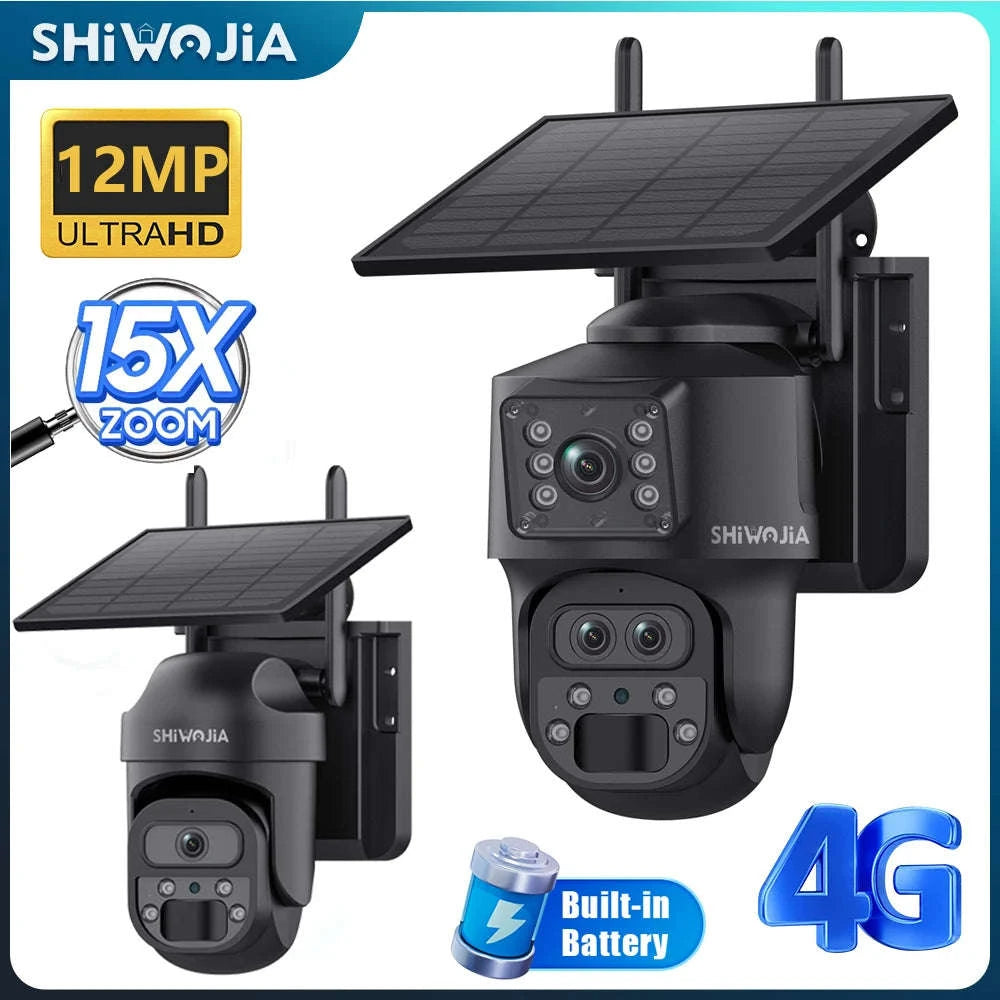 15X Zoom Solar 4G PTZ Security Camera 12MP Three-Lens 360 View-4MP 4G 128GB No ZOOM / China Mainland