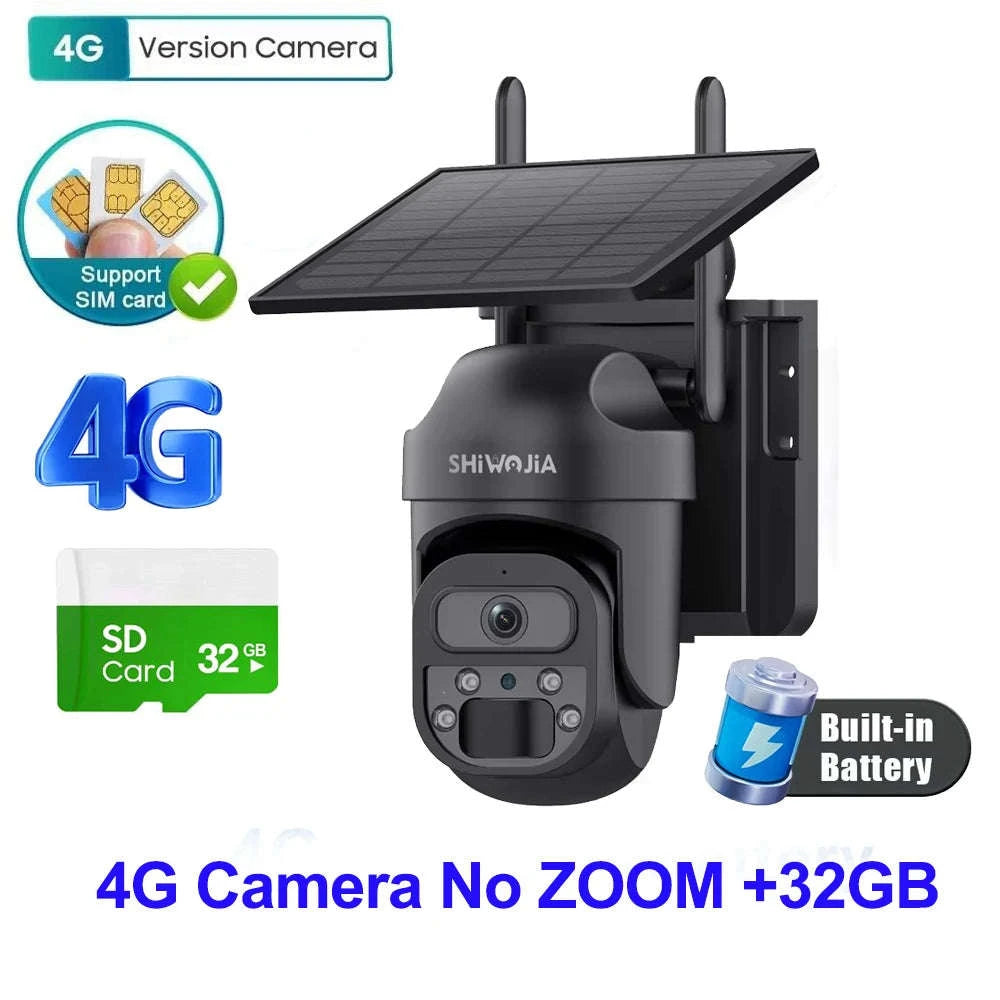 15X Zoom Solar 4G PTZ Security Camera 12MP Three-Lens 360 View-4MP 4G 128GB No ZOOM / China Mainland