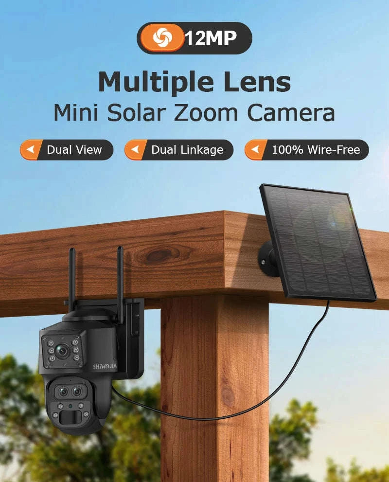 15X Zoom Solar 4G PTZ Security Camera 12MP Three-Lens 360 View-4MP 4G 128GB No ZOOM / China Mainland