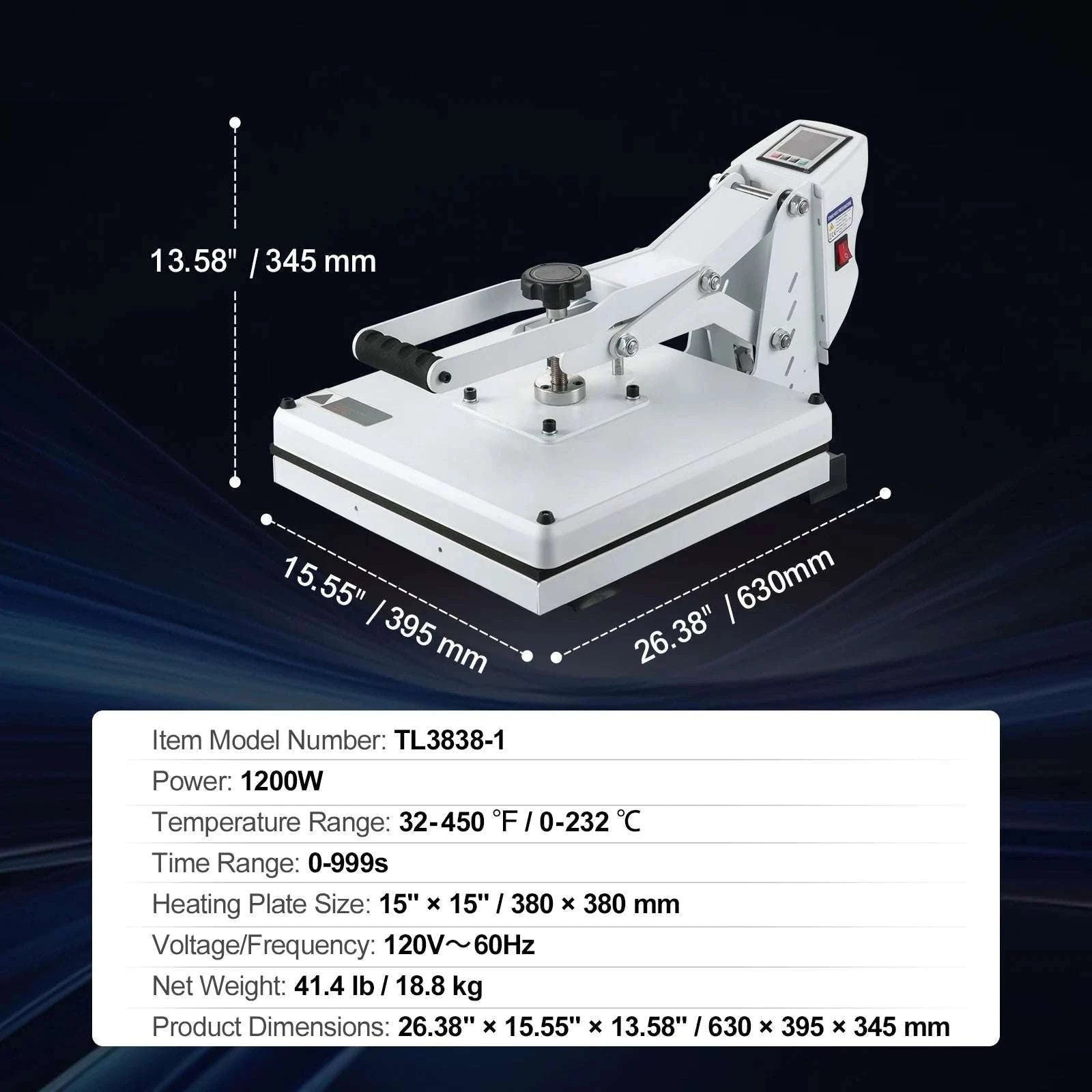 15x15 to 16x24 Heat Press Machine for T-Shirts & Sublimation-Black 15in x 15in / United States