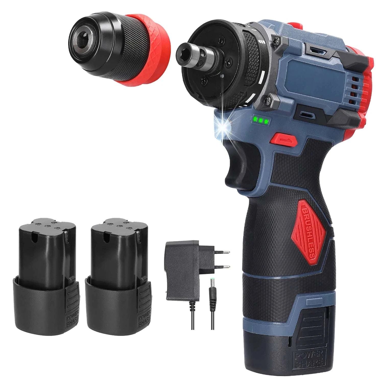 16.8V Cordless Drill & Electric Screwdriver 45Nm Brushless Power Tool-2 pcs Batteries / france / EU