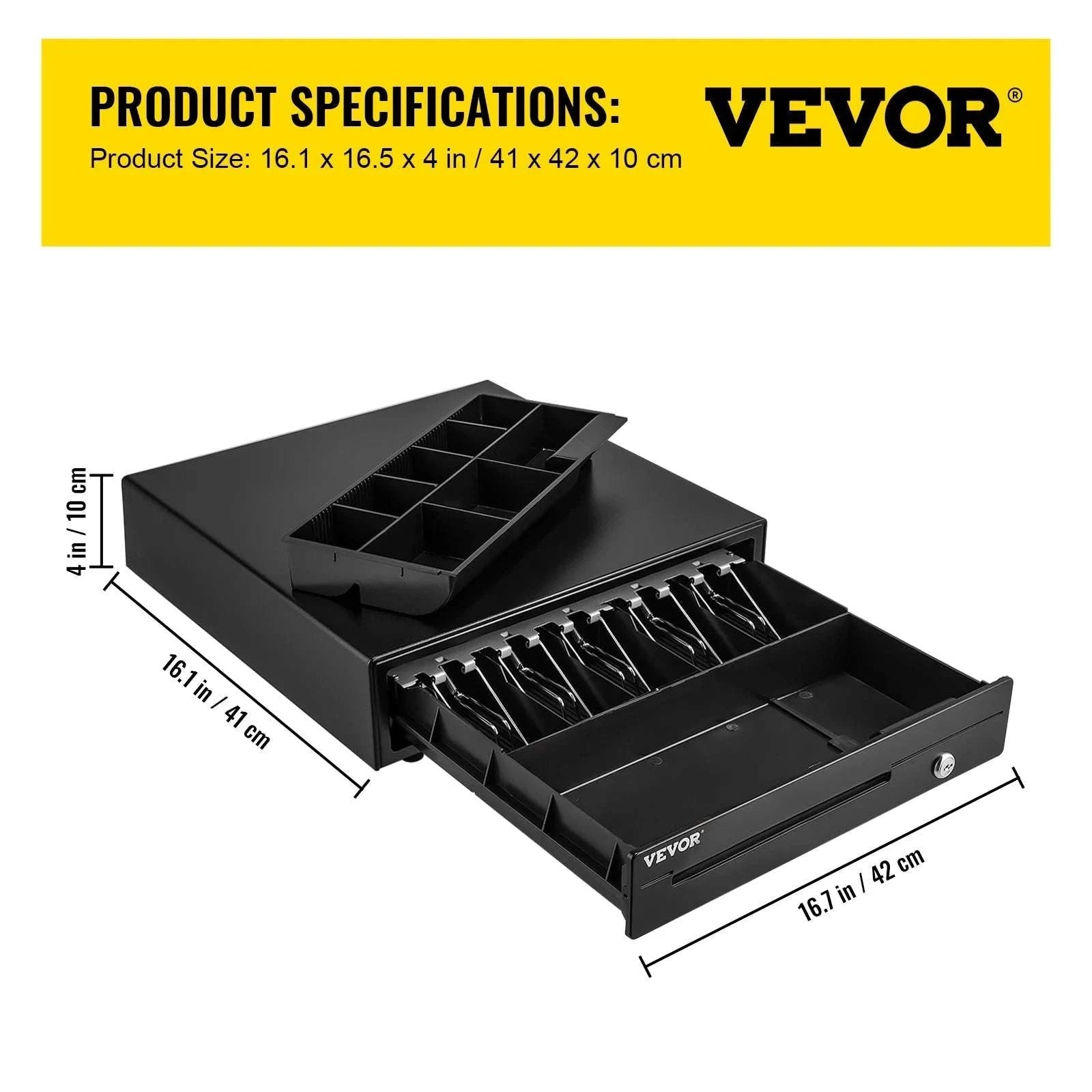16" Cash Register Drawer for POS with Lock & Coin Tray-5 Bill 8 Coin / CZECH REPUBLIC