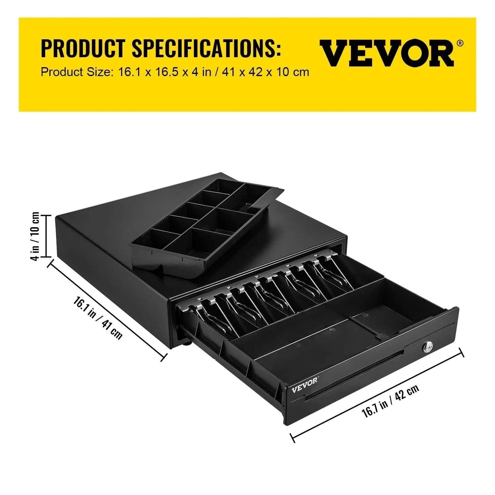 16" Cash Register Drawer for POS with Lock & Coin Tray-5 Bill 8 Coin / CZECH REPUBLIC