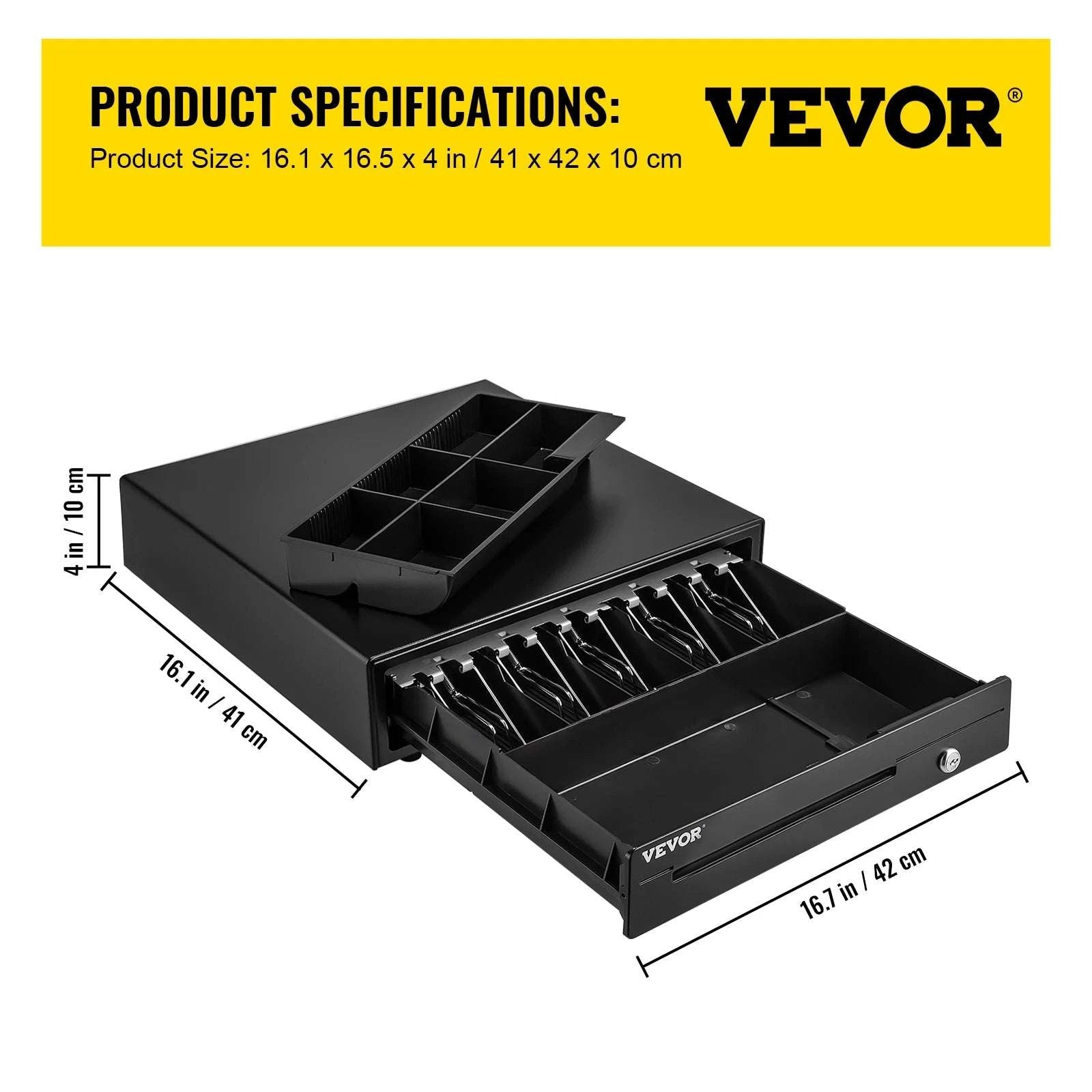 16" Cash Register Drawer for POS with Lock & Coin Tray-5 Bill 8 Coin / CZECH REPUBLIC