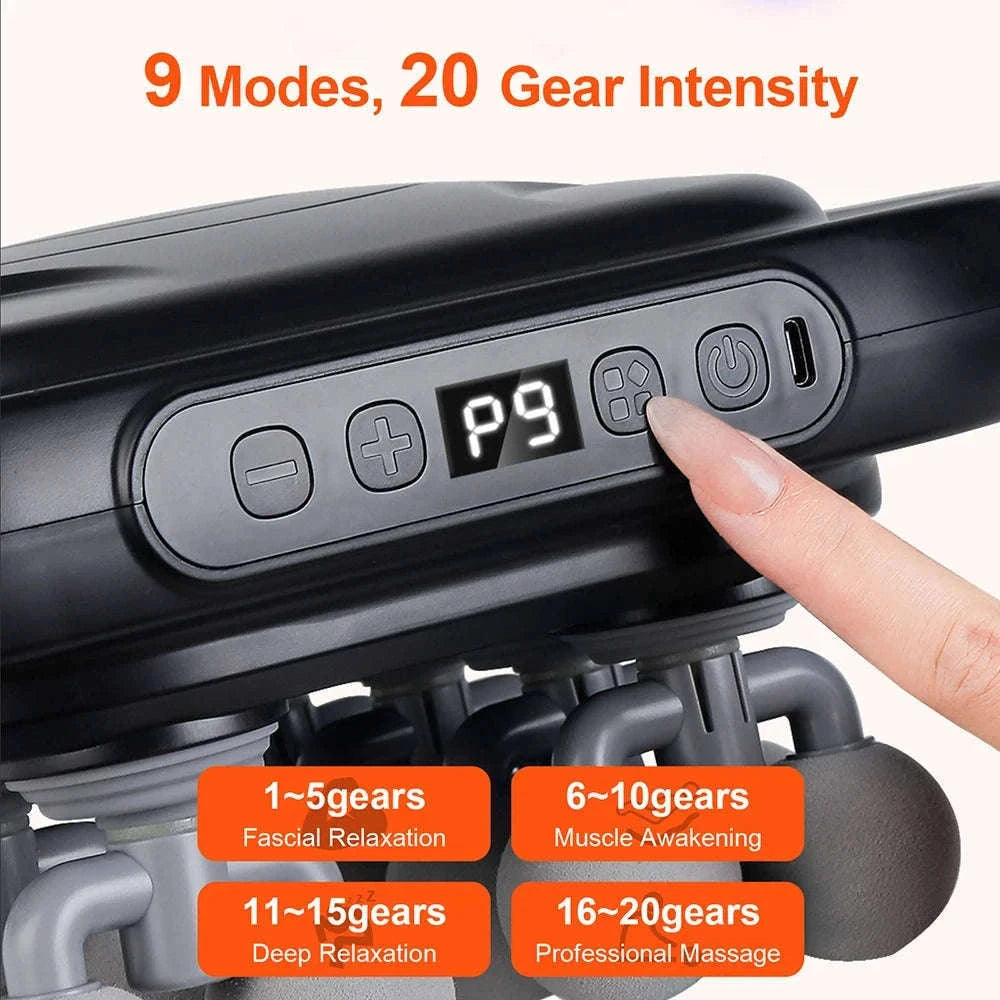 16-Head Fascia Massage Gun for Deep Muscle Relief-16 head-grey