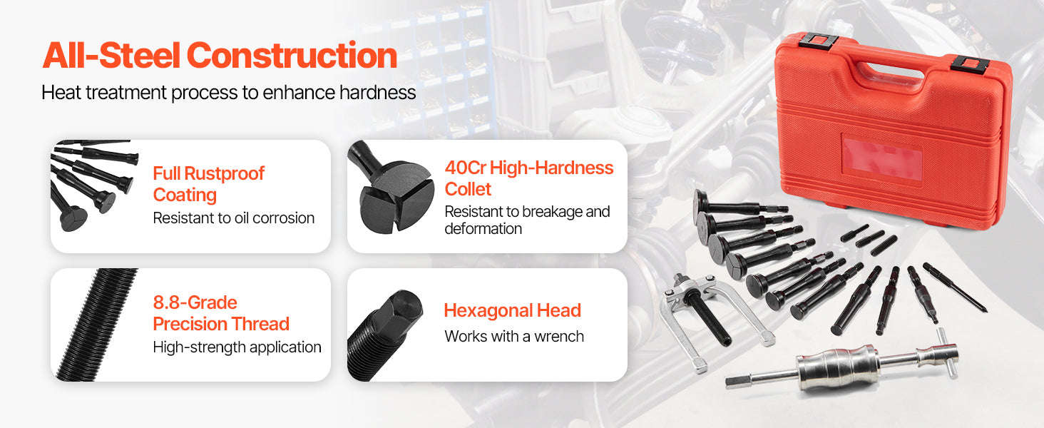 16-in-1 Blind Hole Bearing Puller Set with 10 Split Collets-16-in-1 / United States