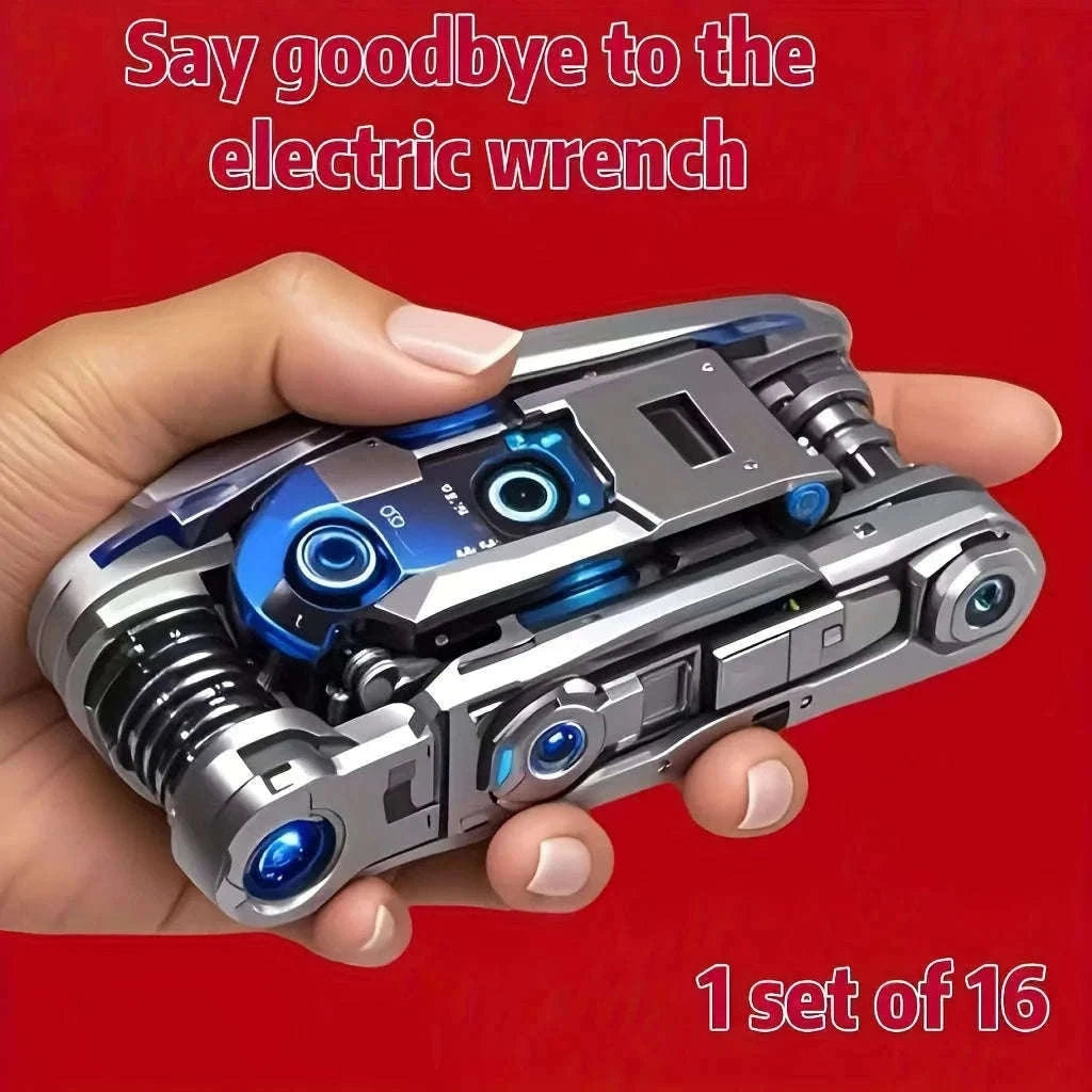 16-in-1 Socket Wrench Set with Rotating Head for Easy Repairs-grey