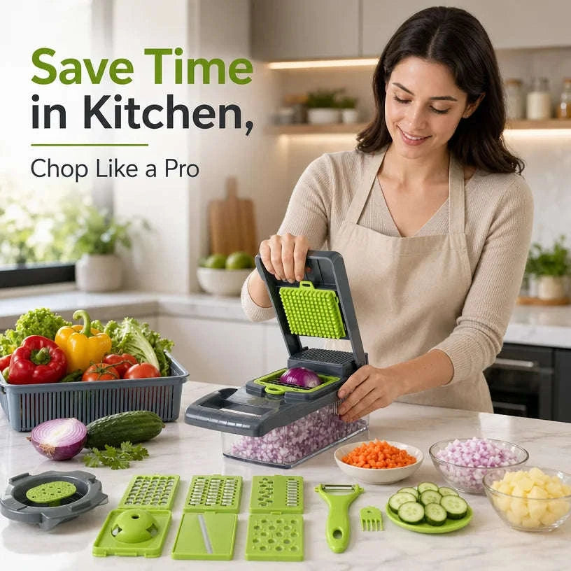 16-in-1 Vegetable Chopper Multi-Blade Kitchen Tool for Fast Prep-green / United States