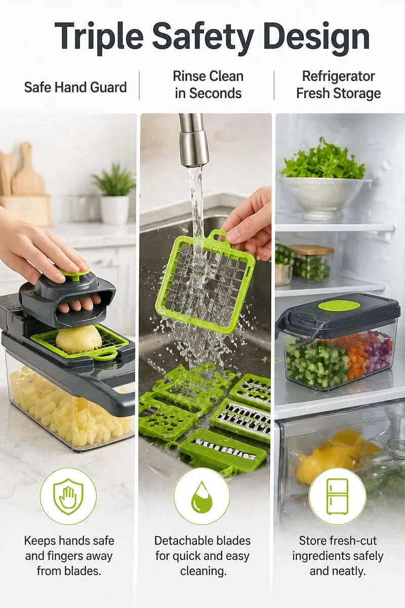 16-in-1 Vegetable Chopper Multi-Blade Kitchen Tool for Fast Prep-green / United States