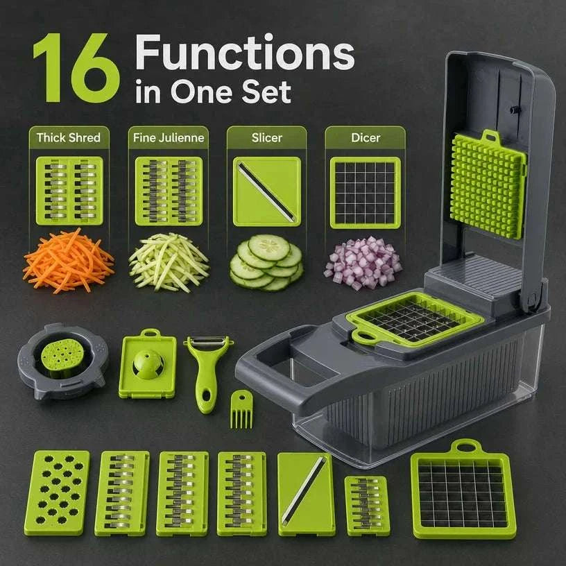 16-in-1 Vegetable Chopper Multi-Blade Kitchen Tool for Fast Prep-green / United States