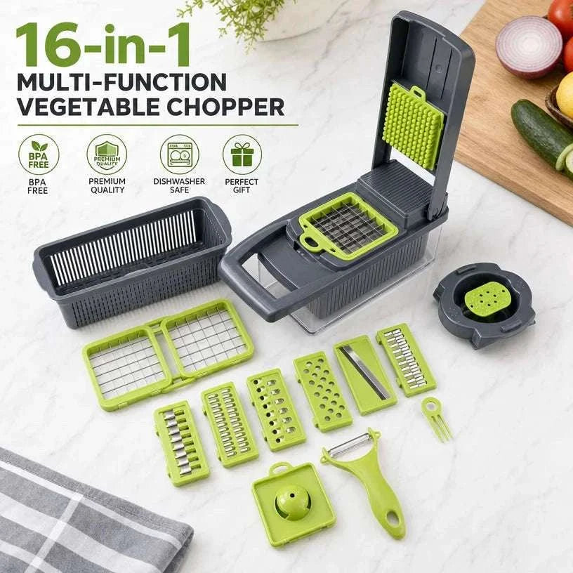 16-in-1 Vegetable Chopper Multi-Blade Kitchen Tool for Fast Prep-green / United States