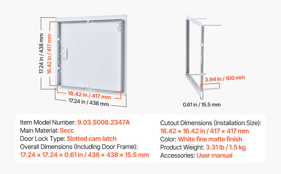 16 Inch White Access Panel for Drywall Wall and Ceiling Service Door-16 x 16 inch / United States