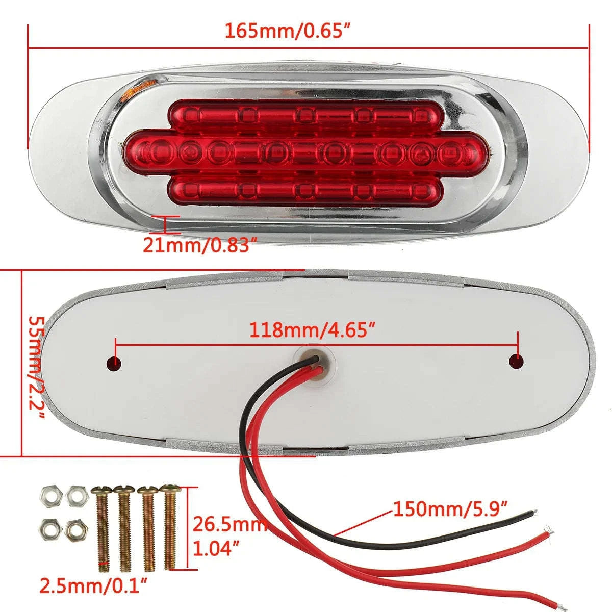 16 LED 12-24V Side Marker Light for Truck Trailer-White / 4PCS