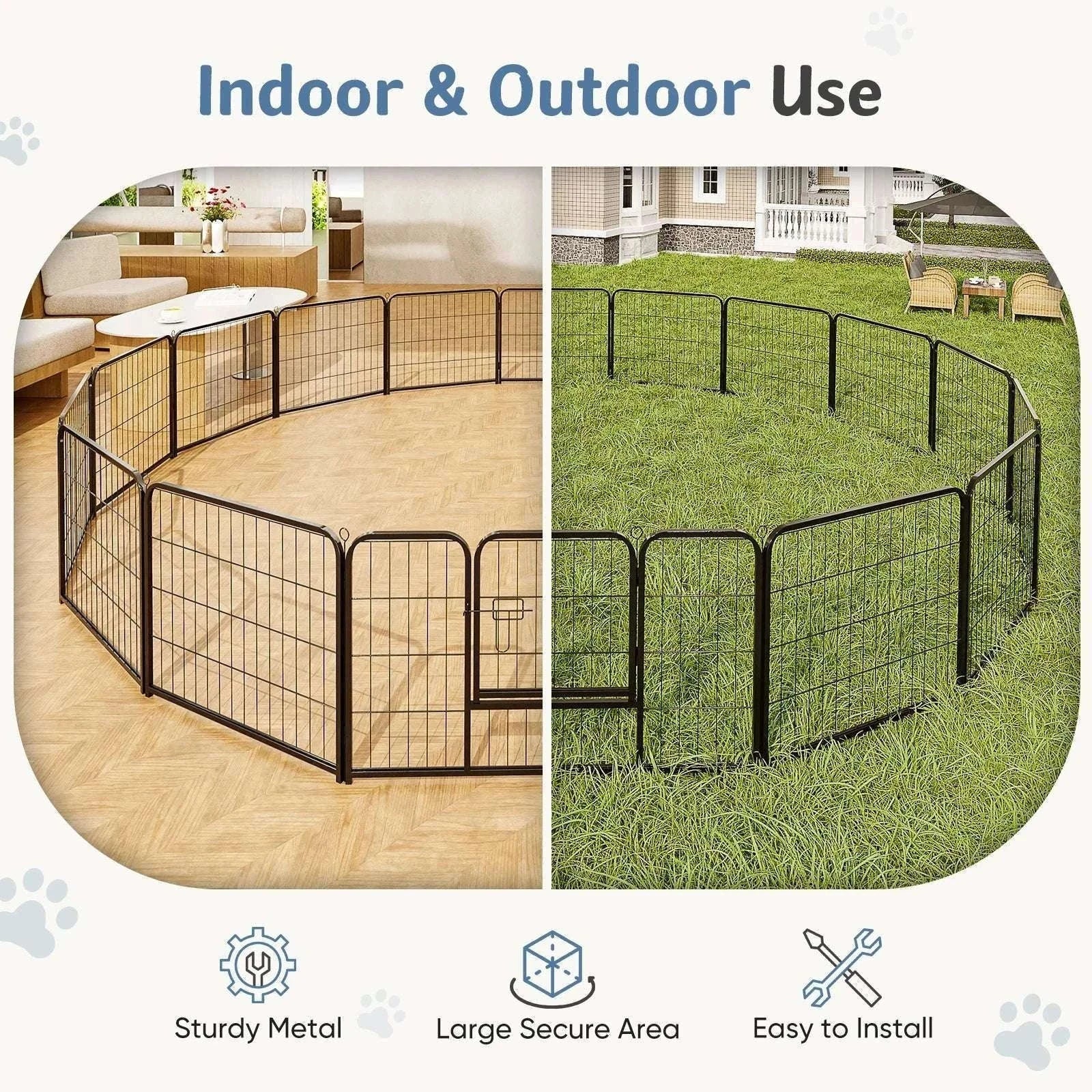 16-Panel Foldable Dog Playpen with Door for Indoor & Outdoor Use-24 Inch / United States
