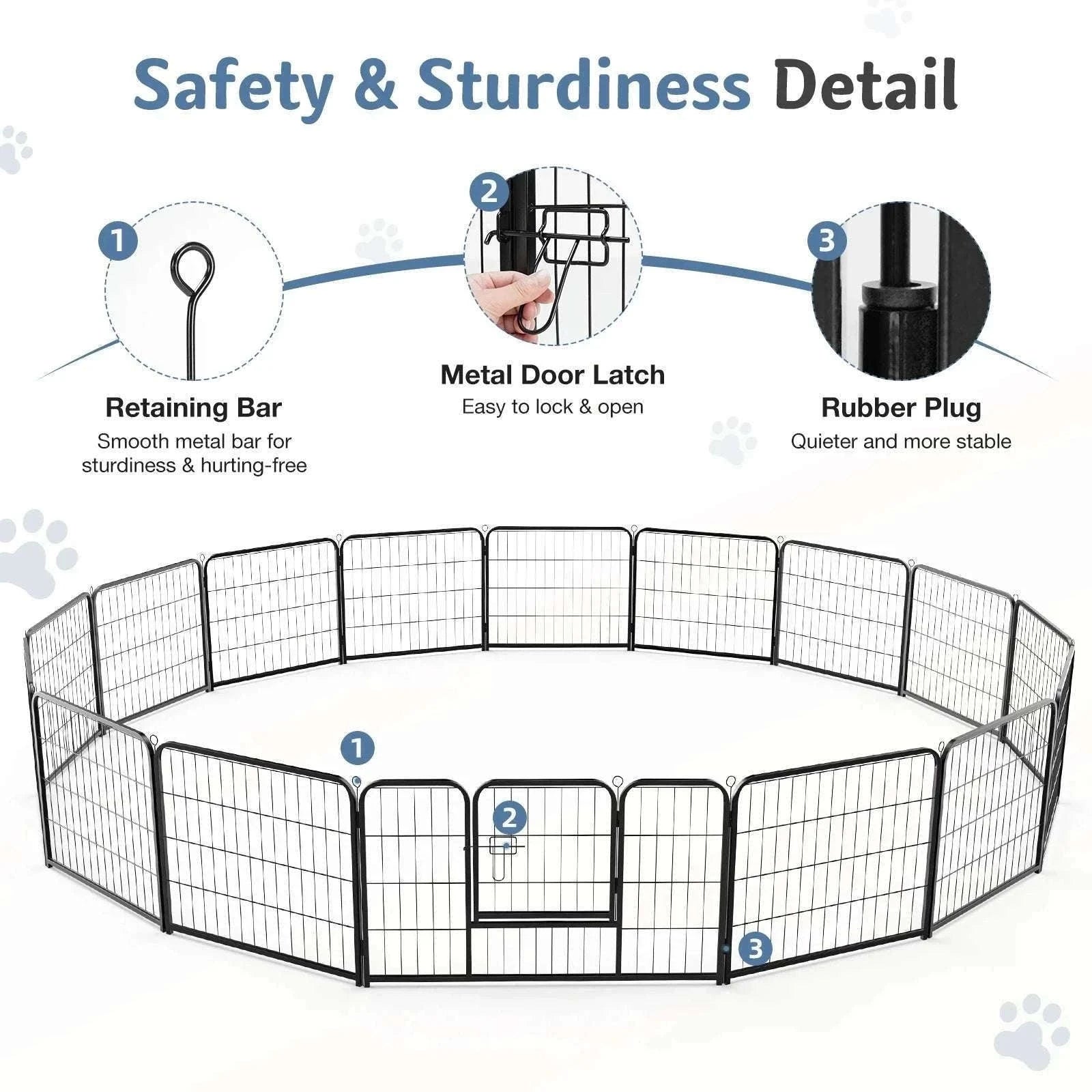 16-Panel Foldable Dog Playpen with Door for Indoor & Outdoor Use-24 Inch / United States
