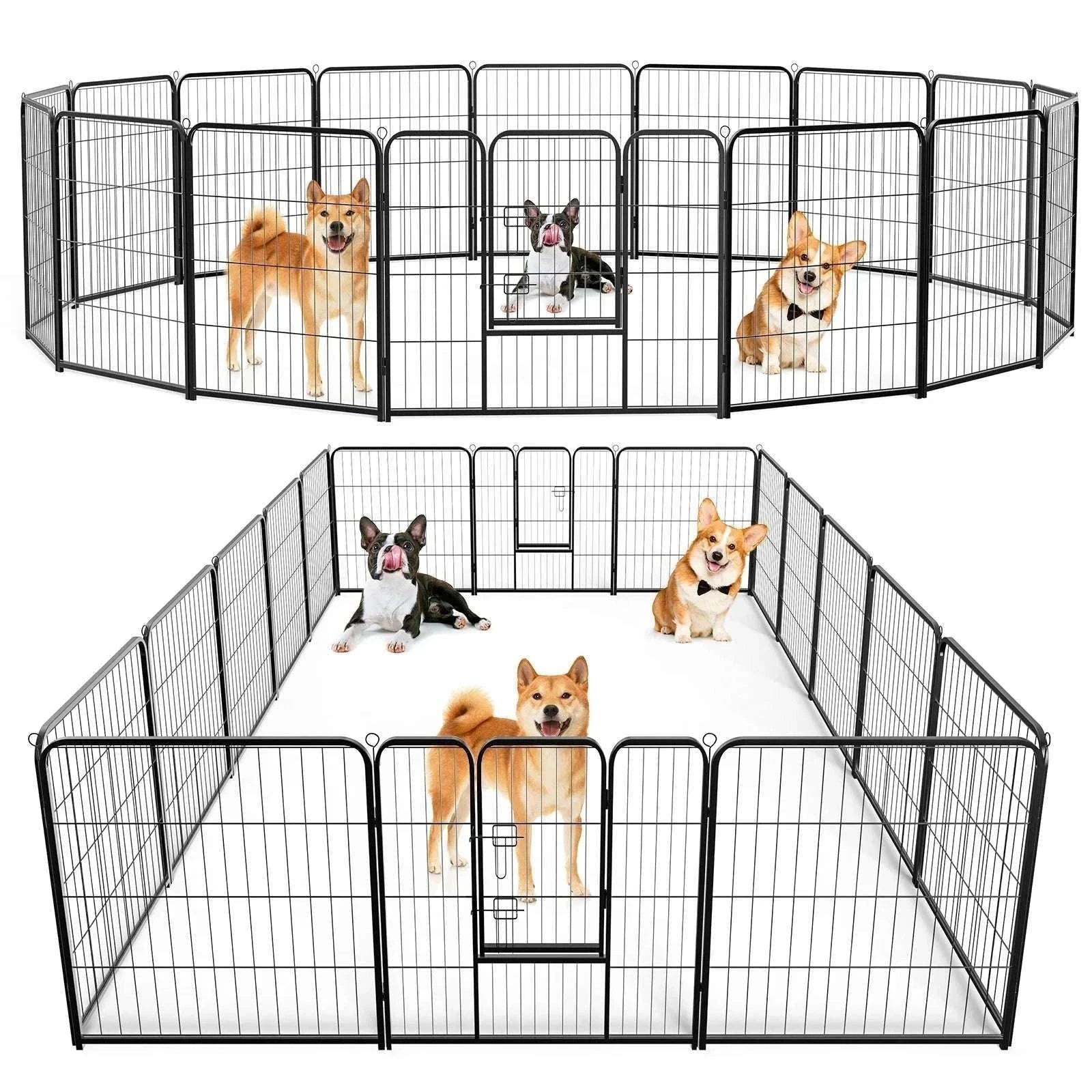16-Panel Foldable Dog Playpen with Door for Indoor & Outdoor Use-24 Inch / United States