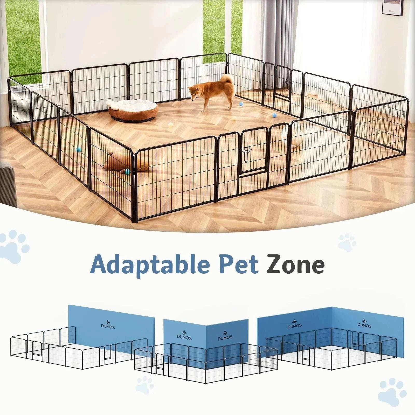 16-Panel Foldable Dog Playpen with Door for Indoor & Outdoor Use-24 Inch / United States
