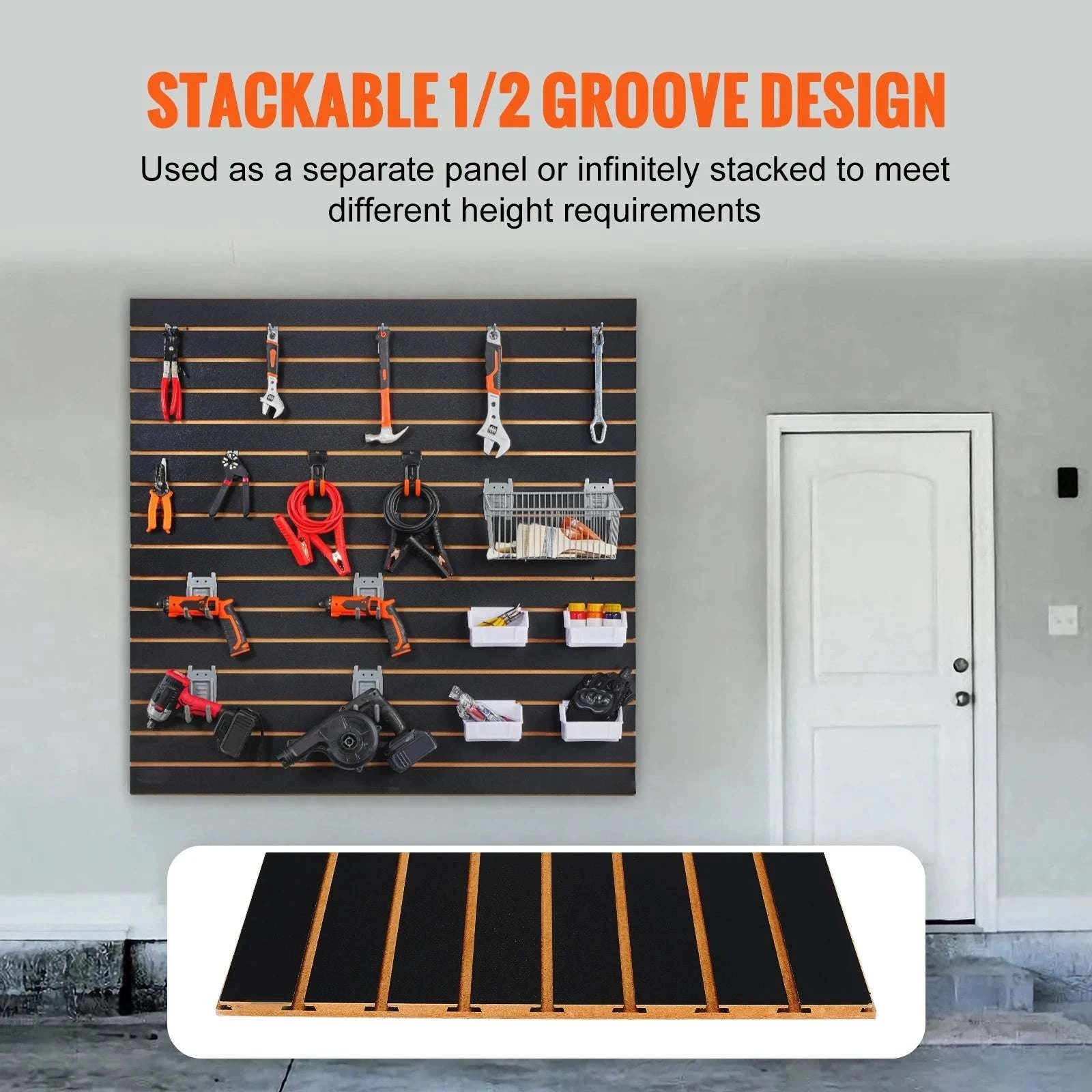16 sq.ft Slatwall Panels Garage Organizer Wall System Gray-MDF 16sq.ft / Poland